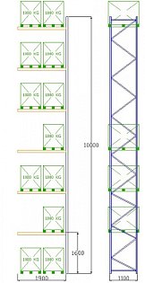 Pal-Rack 10000 pole 1900 / 1000 kg / přídavné pole