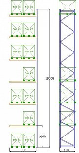 Pal-Rack 10000 pole 1900 / 500 kg / přídavné pole