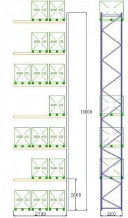 Pal-Rack 10000 pole 2700 / 1000 kg / přídavné pole
