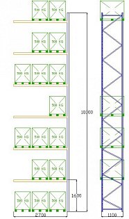 Pal-Rack 10000 pole 2700 / 500 kg / přídavné pole