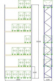 Pal-Rack 10000 pole 3600 / 500 kg / základní pole