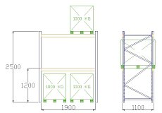 Pal-Rack 2500 pole 1900 / 1000 kg / základní pole