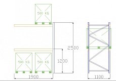 Pal-Rack 2500 pole 1900 / 500 kg / přídavné pole