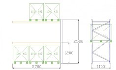 Pal-Rack 2500 pole 2700 / 1000 kg / přídavné pole