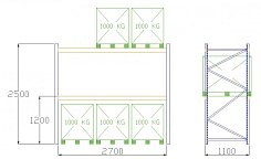 Pal-Rack 2500 pole 2700 / 1000 kg / základní pole