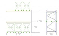 Pal-Rack 2500 pole 2700 / 500 kg / přídavné pole