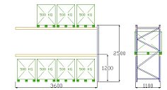 Pal-Rack 2500 pole 3600 / 500 kg / přídavné pole