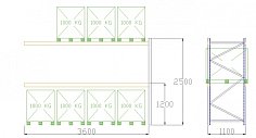 Pal-Rack 2500 pole 3600 / 970 kg / přídavné pole