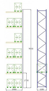 Pal-Rack 9000 pole 1900 / 1000 kg / přídavné pole