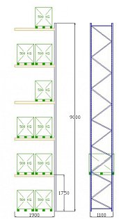 Pal-Rack 9000 pole 1900 / 500 kg / přídavné pole