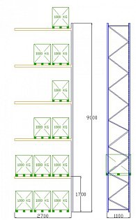 Pal-Rack 9000 pole 2700 / 1000 kg / přídavné pole