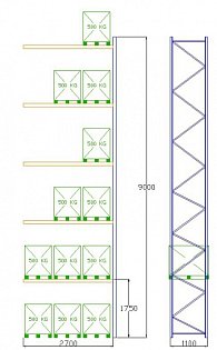 Pal-Rack 9000 pole 2700 / 500 kg / přídavné pole