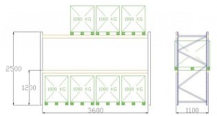Pal-Rack 2500 pole 3600 / 970 kg / základní pole