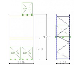 Pal-Rack 3500 pole 1900 / 1000 kg / základní pole