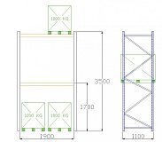 Pal-Rack 3500 pole 1900 / 1000 kg / základní pole
