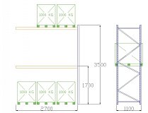 Pal-Rack 3500 pole 2700 / 1000 kg / přídavné pole