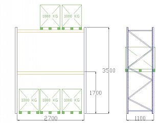 Pal-Rack 3500 pole 2700 / 1000 kg / základní pole