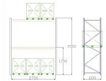 Pal-Rack 3500 pole 2700 / 1000 kg / základní pole