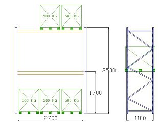 Pal-Rack 3500 pole 2700 / 500 kg / základní pole