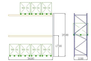 Pal-Rack 3500 pole 3600 / 500 kg / přídavné pole