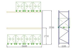 Pal-Rack 3500 pole 3600 / 500 kg / přídavné pole