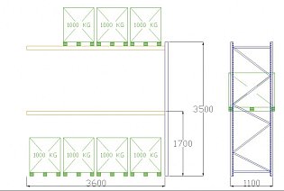 Pal-Rack 3500 pole 3600 / 950 kg / přídavné pole