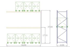 Pal-Rack 3500 pole 3600 / 950 kg / přídavné pole