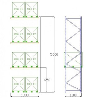 Pal-Rack 5000 pole 1900 / 1000 kg / přídavné pole