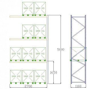 Pal-Rack 5000 pole 2700 / 1000 kg / přídavné pole