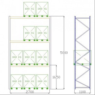 Pal-Rack 5000 pole 2700 / 1000 kg / základní pole