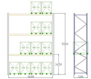 Pal-Rack 5000 pole 3600 / 500 kg / základní pole