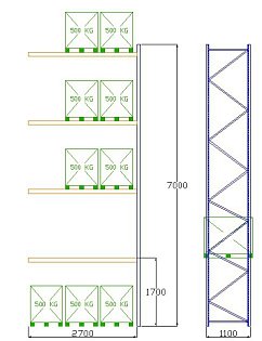Pal-Rack 7000 pole 2700 / 500 kg / přídavné pole